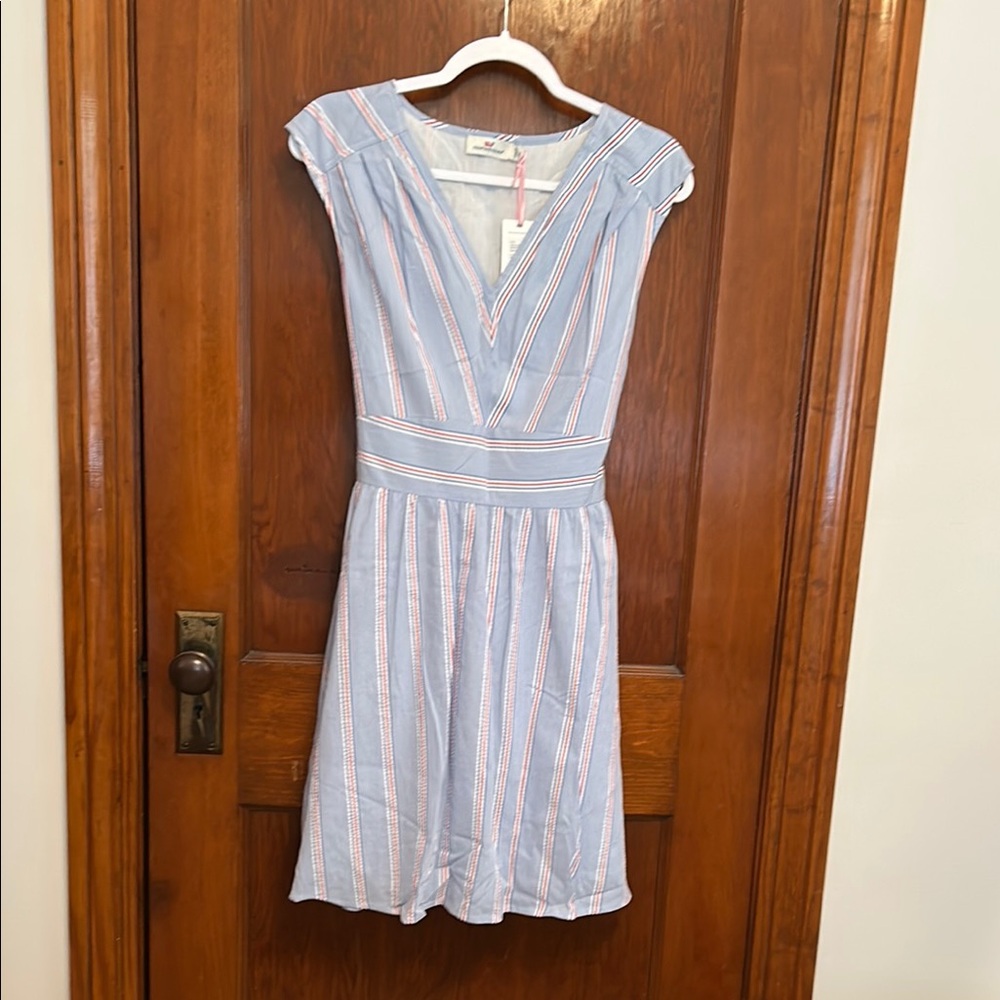 Vineyard Vines Blue Flutter Sleeve Midi Dress